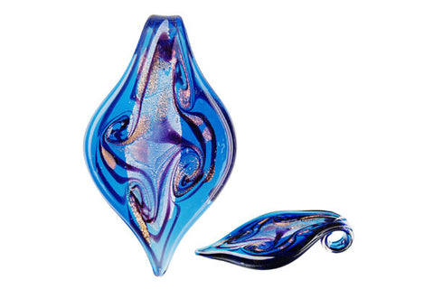 Pendant Murano Foil Glass Leaf Style G (YH05 Blue)