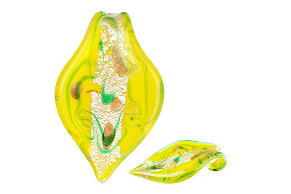 Pendant Murano Foil Glass Leaf Style G (YH04 Yellow)