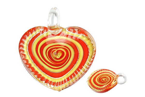 Pendant Murano Foil Glass Twisted Flat Heart (YHA04 Red)