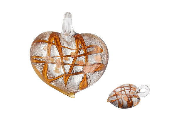 Pendant Murano Foil Glass Heart Style B (X-03 Amber)