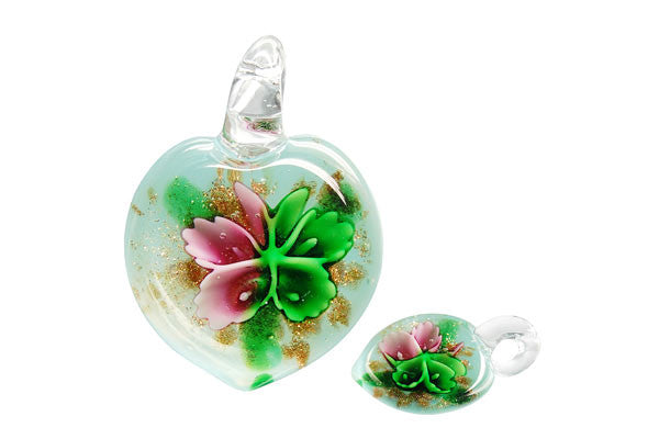 Pendant Murano Foil Glass Heart Flower Butterfly (YH02)