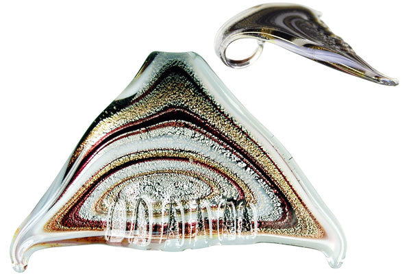 Pendant Murano Foil Glass Trangle Fish (Black)
