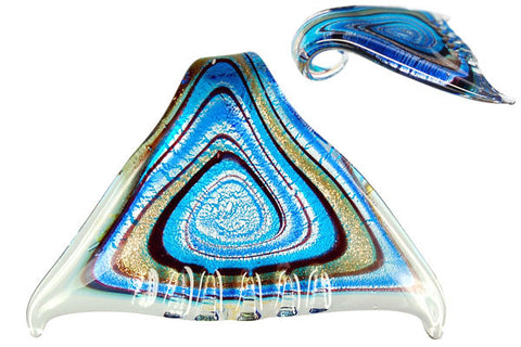 Pendant Murano Foil Glass Trangle Fish (Aqua)
