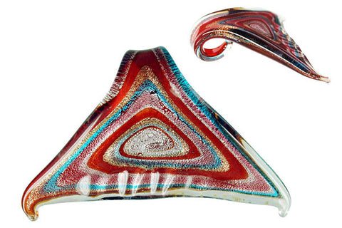 Pendant Murano Foil Glass Trangle Fish (Red)