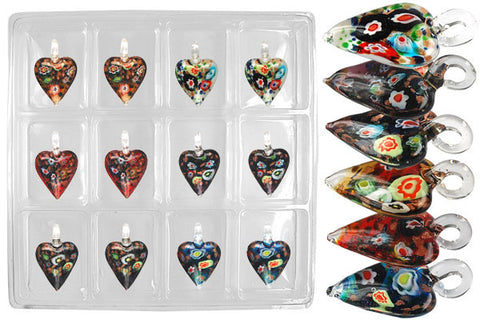 Pendant Murano Foil Glass Value Pack (Heart YHB01)
