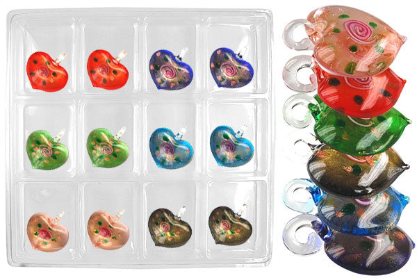 Pendant Murano Foil Glass Value Pack (Heart Style B X9)