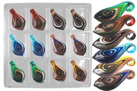 Pendant Murano Foil Glass Value Pack (Smooth Leaf XDA1)