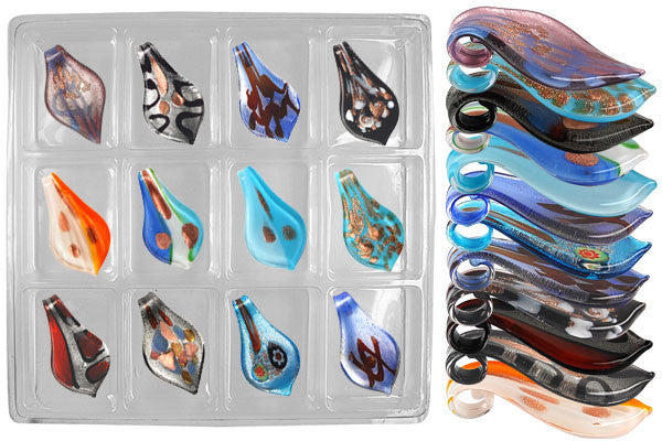 Pendant Murano Foil Glass Value Pack (Smooth Leaf 9)