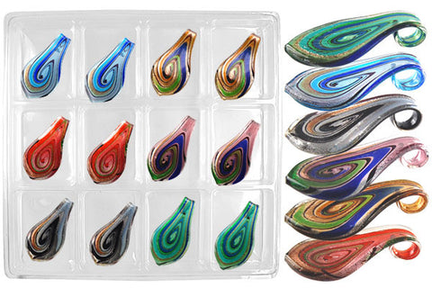 Pendant Murano Foil Glass Value Pack (Smooth Leaf XDA3)