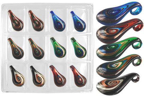 Pendant Murano Foil Glass Value Pack (Smooth Leaf XDA4)