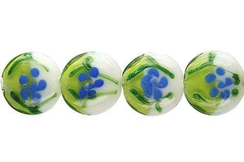 Art Foil Glass Button (B4 Green and White)
