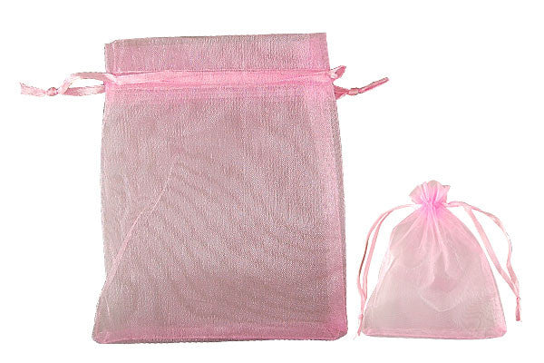 Organza Gift Pouch, Plain, Pink, 100x120mm