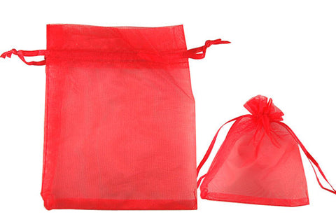 Organza Gift Pouch, Plain, Red, 50x70mm