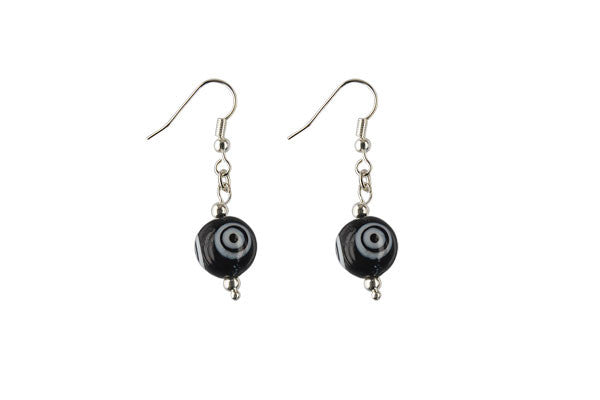 Murano Foil Glass Round with Earrings (CD01 Black)