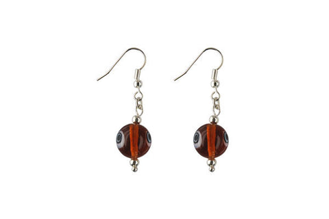 Murano Foil Glass Round with Earrings (CD02 Amber)