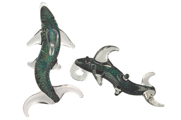Pendant Dichroic Glass Embedded, Shark, Multicolor