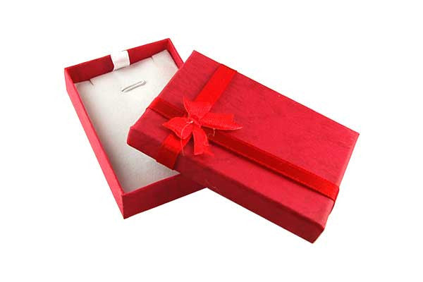 Paper Gift Box, Rectangle with Bowtie, Red, 50x70mm