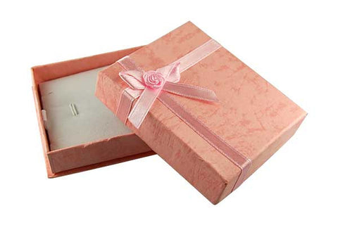 Paper Gift Box, Rectangle with Bowtie, Pink, 70x80mm