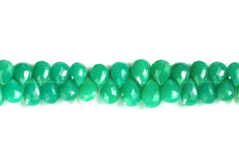 Chrysoprase Faceted Flat Briolette Beads