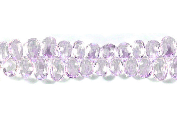 Pink Amethyst Faceted Flat Briolette Beads