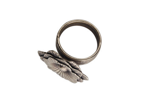 Hill Tribe Silver Wild Flower Ring, 25x25mm, Size 8