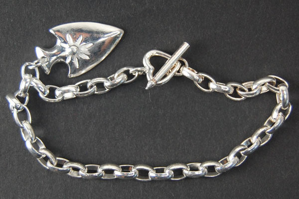 Sterling Silver Spade Bracelet, 7"