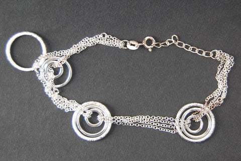 Sterling Silver 2-textured Round Bracelet, 7"