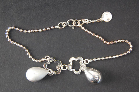 Sterling Silver Textured Teardrop Bracelet, 7"