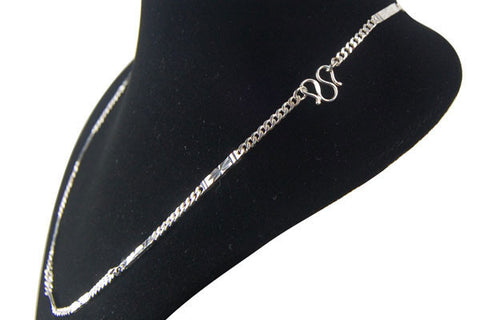 Sterling Silver Flat Textured Bar Necklace, 18"