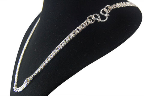 Sterling Silver Flat Curb Necklace, 24"