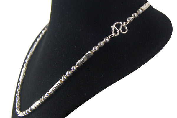 Sterling Silver Textured Tube & Ball Necklace, 18"