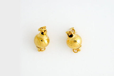 Gold-Plated Pattern Bead Clasp, 8.0x14.0mm