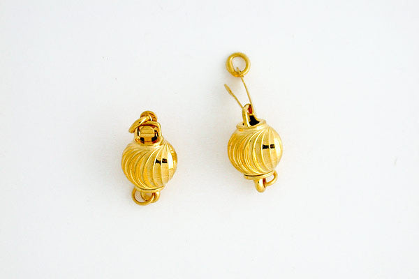 Gold-Plated Twisted Bead Clasp, 8.0x14.0mm