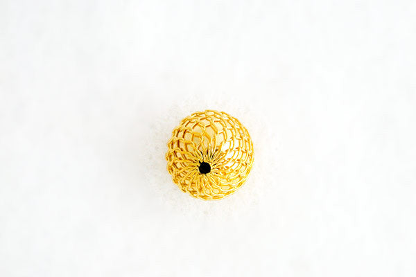 Gold-Plated Mesh Bead, 12.0mm