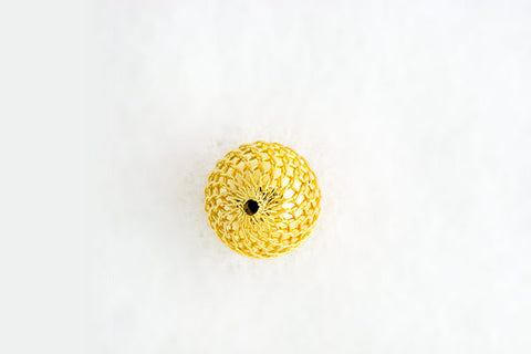 Gold-Plated Mesh Bead, 14.0mm