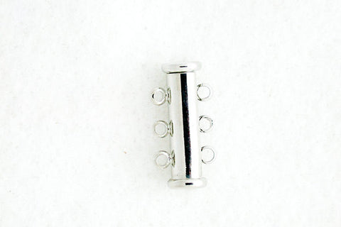 Silver-Plated 3-Strand Tube Clasp, 10.0x20.0mm
