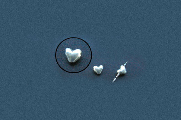 Sterling Silver Smooth Heart Bead, 5.0x5.0mm