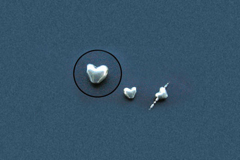 Sterling Silver Smooth Heart Bead, 5.0x5.0mm