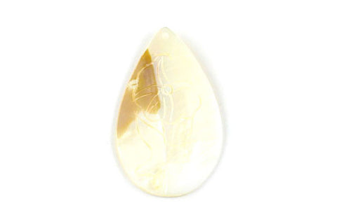 Pendant Shell (White MOP) Assorted Carved Flowers (Flat Briolette)