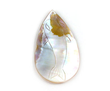Pendant Shell (White MOP) Assorted Carved Fish (Flat Briolette)