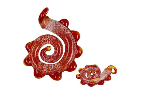 Bundle Deal - Pendant Murano Foil Glass Dinosaur Tail (Red), 45x55mm