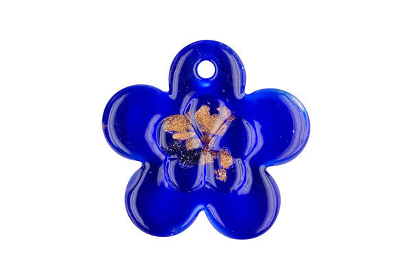 Bundle Deal - Pendant Murano Foil Glass Flower Style A (Blue), 40x40mm