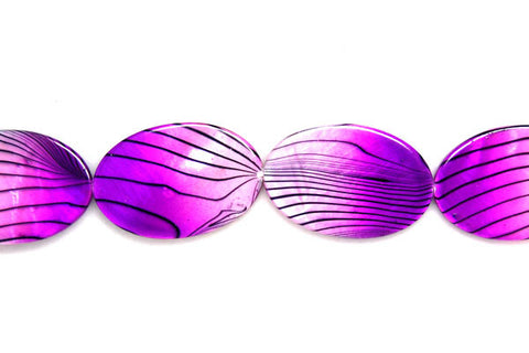 Shell (Spray-Paint MOP) Flat Oval (Violet and white) Beads