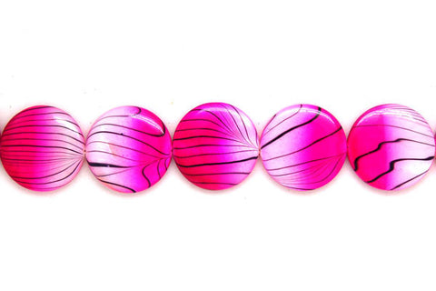 Shell (Spray-Paint MOP) Coin (Pink and White) Beads