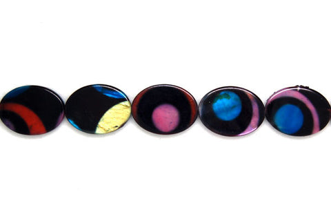 Shell (Spray-Paint MOP) Flat Oval (Multicolor) Beads