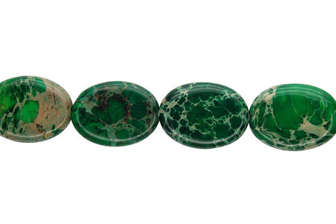 Aqua Terra Jasper Flat Oval (Green) Beads