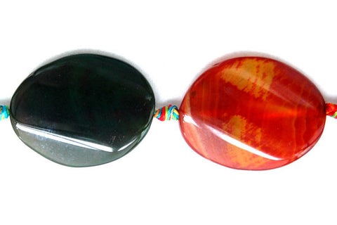 Agate (Rainbow) Twist Oval Beads