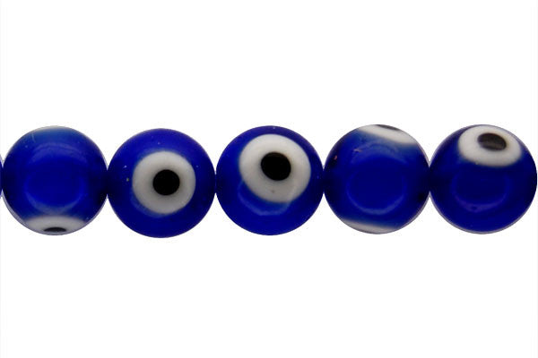 Chevron Glass Bead (Blue) Round Eye