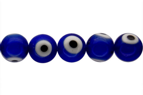 Chevron Glass Bead (Blue) Round Eye