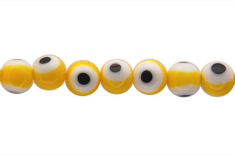 Chevron Glass Bead (Yellow) Round Eye